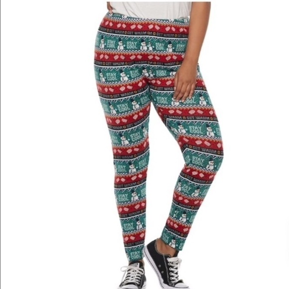 SO hatchi fabric holiday theme leggings mid Rise Woman Juniors size 1X - Picture 1 of 12